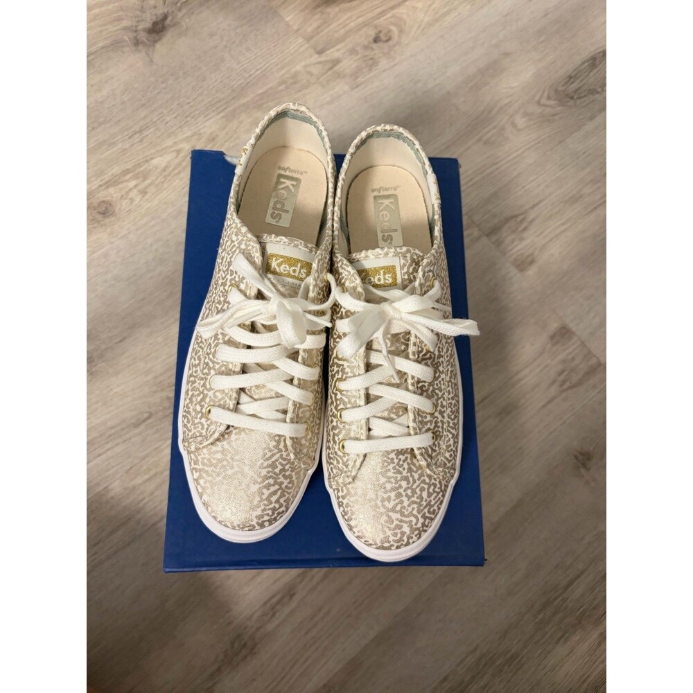 Keds Triple Up Woven WF65497 Cream/Gold Jacquard Canvas Sneaker Size 6.5M NWOB